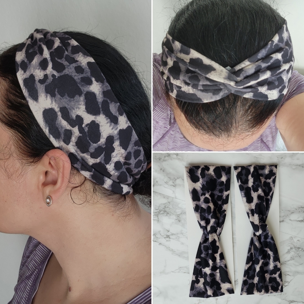 2 Headband, hair accessory, leopard animal print, Silky soft
